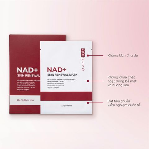 Mặt Nạ Cấp Ẩm Tái Tạo Năng Lượng Tế Bào Eviralab NAD+ Skin Renewal Mask Hộp 10 miếng [hàng công ty]
