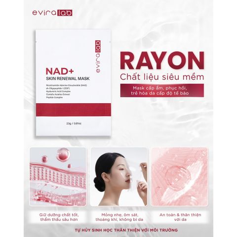 Mặt Nạ Cấp Ẩm Tái Tạo Năng Lượng Tế Bào Eviralab NAD+ Skin Renewal Mask Hộp 10 miếng [hàng công ty]