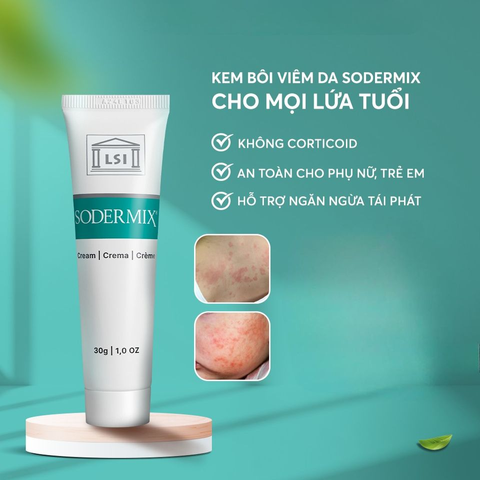 Sodermix - Kem Bôi Viêm Da Cơ Địa Hỗ Trợ Giảm Viêm Da, Ngứa Ngáy, Eczema, Chàm Tổ Đỉa Date Xa NK