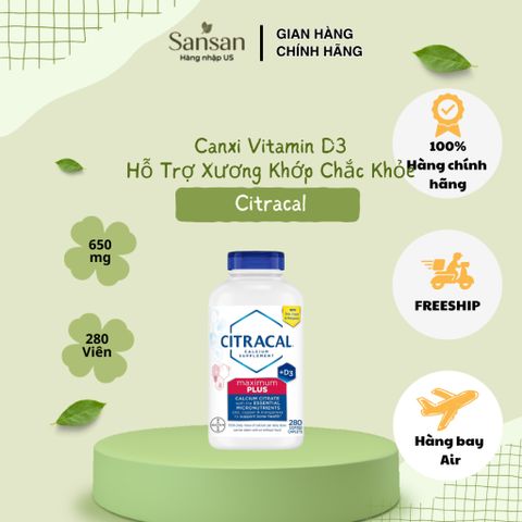 Citracal Maximum Plus 280 Viên | Canxi Citrate 650mg Vitamin D3 1000IU Hỗ Trợ Xương Khớp Chắc Khỏe
