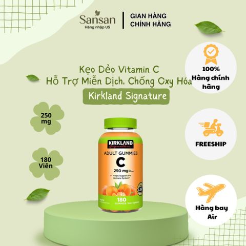 Kẹo Dẻo Vitamin C Kirkland Signature 250mg 180 Viên, Hỗ Trợ Miễn Dịch - Nội địa Mỹ