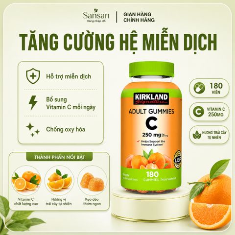 Kẹo Dẻo Vitamin C Kirkland Signature 250mg 180 Viên, Hỗ Trợ Miễn Dịch - Nội địa Mỹ