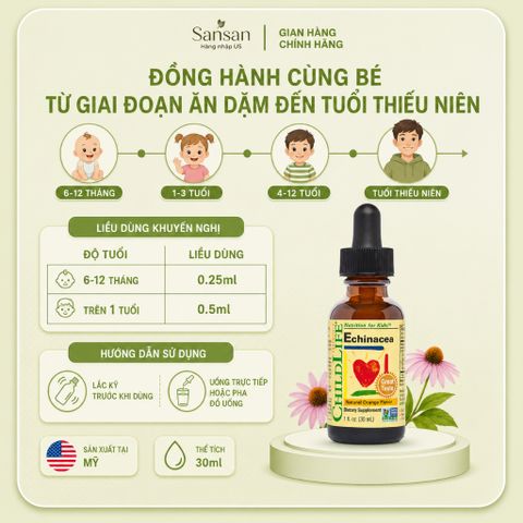 TPBVSK ChildLife Echinacea 30ml Cho Bé | Hỗ Trợ Miễn Dịch & Đề Kháng Hương Cam Dễ Uống