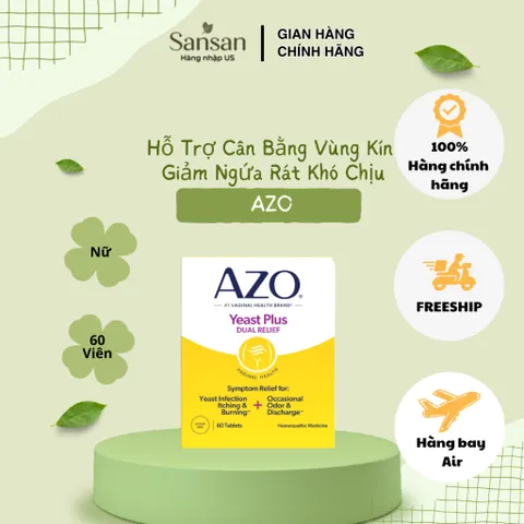 TPBVSK AZO Yeast Plus 60 Viên - Nội địa Mỹ