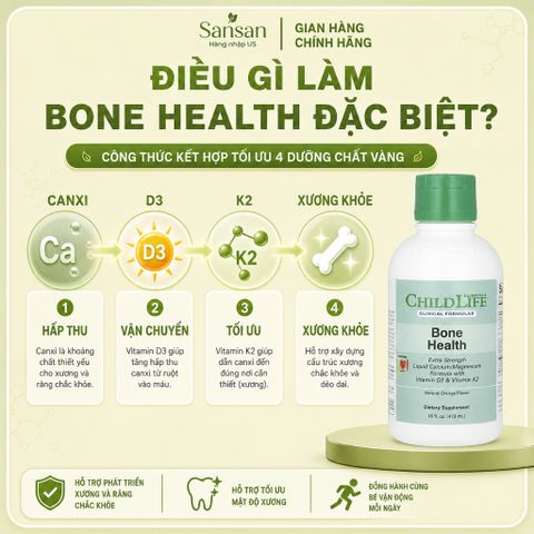TPBVSK ChildLife Canxi Nước Cho Bé Liquid Calcium & Bone Health D3 K2 Magie Hỗ Trợ Xương Răng Chiều Cao 473ml