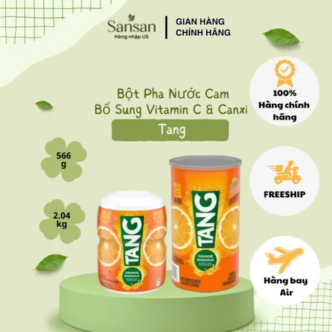 Bột Pha Nước Cam Tang Orange Drink Mix 566g, 2.04kg | Bổ Sung Vitamin C & Canxi - Nội địa Mỹ