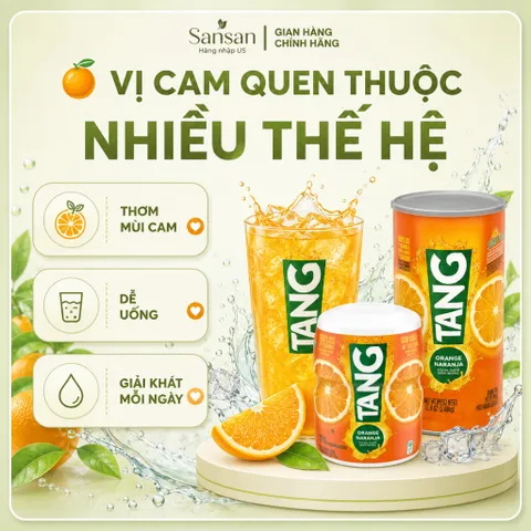 Bột Pha Nước Cam Tang Orange Drink Mix 566g, 2.04kg | Bổ Sung Vitamin C & Canxi - Nội địa Mỹ