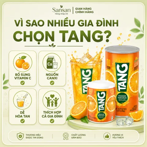 Bột Pha Nước Cam Tang Orange Drink Mix 566g, 2.04kg | Bổ Sung Vitamin C & Canxi - Nội địa Mỹ