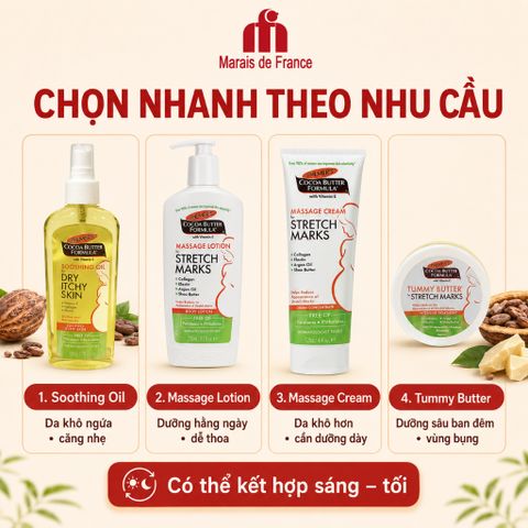 Palmer's Dưỡng Da Mẹ Bầu Ngừa Rạn Da Bụng Đùi Hông Oil Lotion Cream Butter Chính Hãng