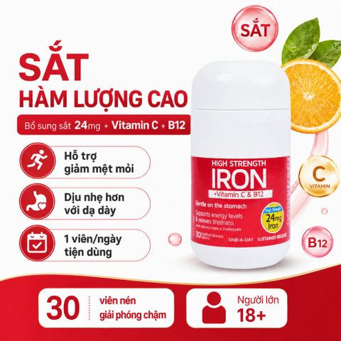 Nature's Way Iron Vitamin C B12 30 Viên Hỗ Trợ Bổ Sung Sắt Giảm Mệt Mỏi Tăng Tạo Máu