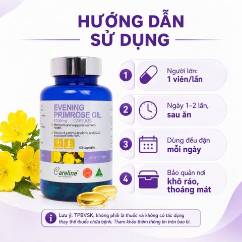 Tinh Dầu Hoa Anh Thảo Careline Evening Primrose Oil 1000mg 60 Viên Hỗ Trợ Sức Khỏe Nữ