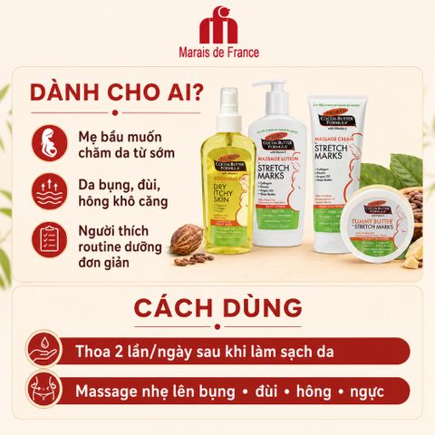 Palmer's Dưỡng Da Mẹ Bầu Ngừa Rạn Da Bụng Đùi Hông Oil Lotion Cream Butter Chính Hãng