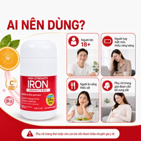 Nature's Way Iron Vitamin C B12 30 Viên Hỗ Trợ Bổ Sung Sắt Giảm Mệt Mỏi Tăng Tạo Máu
