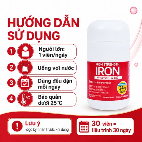 Nature's Way Iron Vitamin C B12 30 Viên Hỗ Trợ Bổ Sung Sắt Giảm Mệt Mỏi Tăng Tạo Máu