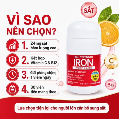 Nature's Way Iron Vitamin C B12 30 Viên Hỗ Trợ Bổ Sung Sắt Giảm Mệt Mỏi Tăng Tạo Máu