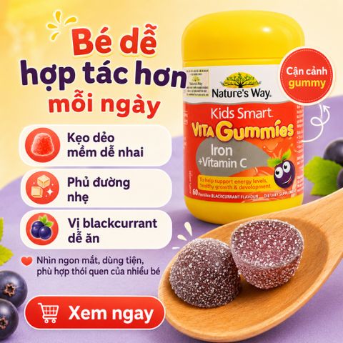 Nature's Way Kids Smart Vita Gummies Iron Vitamin C 60 Viên Hỗ Trợ Bổ Sung Sắt Cho Trẻ Em