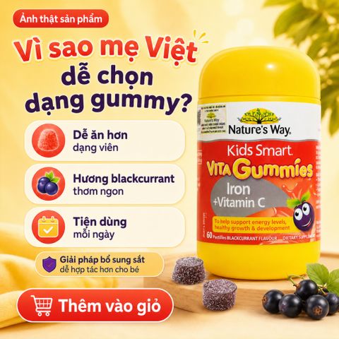 Nature's Way Kids Smart Vita Gummies Iron Vitamin C 60 Viên Hỗ Trợ Bổ Sung Sắt Cho Trẻ Em