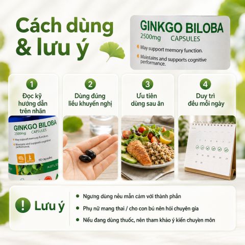 Careline Ginkgo Biloba 2500mg 60 Viên Hỗ Trợ Tuần Hoàn Máu Não Tăng Cường Trí Nhớ Tập Trung