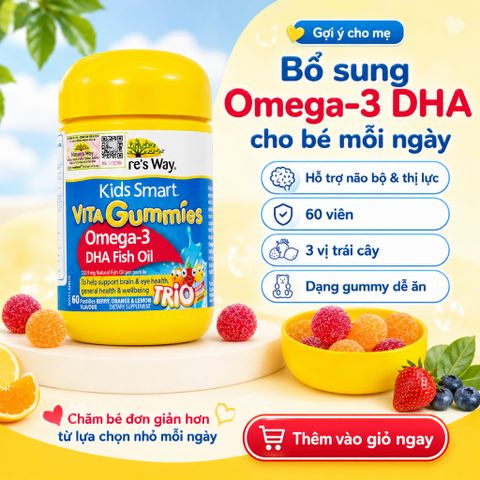 Nature's Way Kids Smart Vita Gummies Omega 3 DHA 60 Viên Hỗ Trợ Bổ Sung DHA Cho Trẻ Em