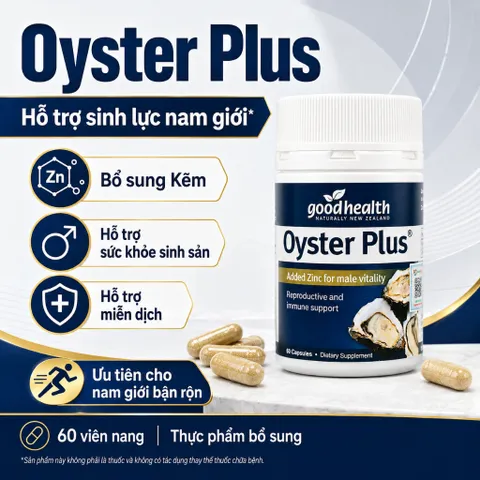 Goodhealth Oyster Plus 60 Viên Hỗ Trợ Bổ Sung Kẽm Hàu Biển Tăng Cường Sức Khỏe Nam Nữ
