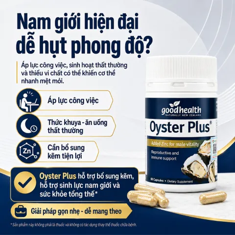 Goodhealth Oyster Plus 60 Viên Hỗ Trợ Bổ Sung Kẽm Hàu Biển Tăng Cường Sức Khỏe Nam Nữ