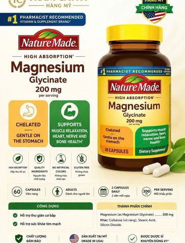 Nature Made Magnesium Glycinate 200mg 60 Viên