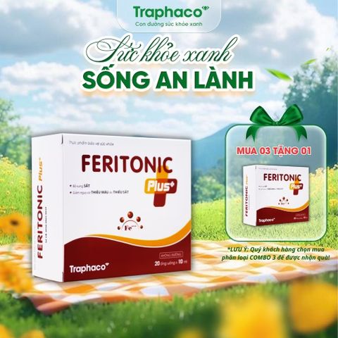 [ Ống Nhựa] [Feritonic Plus+] [Traphaco] bổ sung Sắt, Giảm Nguy Cơ Thiếu Máu hộp 4 Vỉ x 5 Ống x 10ml