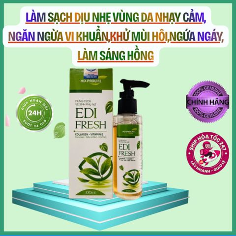 [Che Tên] Dung Dịch Vệ Sinh Phụ Nữ EDI Fresh Giúp Ngăn Mùi, Mềm Mịn, Giảm Ngứa, Sáng Hồng chai 10ml