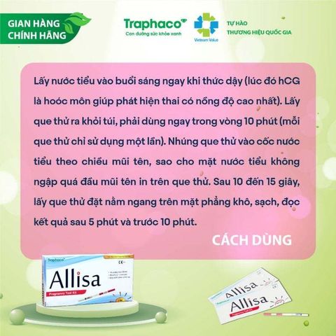 [Che tên] Combo 2 Que thử thai bản to Traphaco, Chính xác test thử thai sớm nhanh Allisa