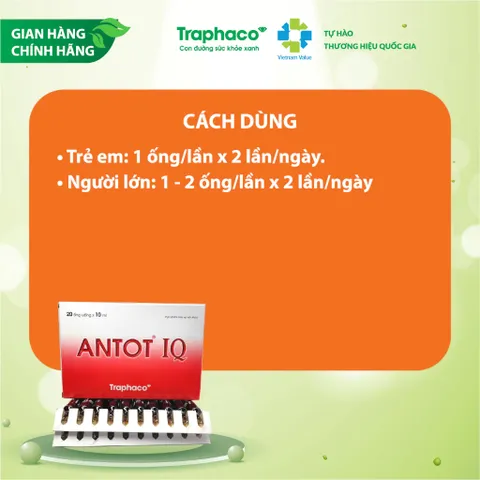 ANTOT IQ Traphaco hỗ trợ Phục hồi sức khỏe,Phát triển não bộ,tăng khả năng tập trung,ăn ngon 20 ống