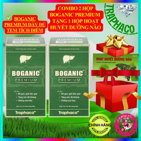 [ĐẦY ĐỦ TEM TÍCH ĐIỂM] COMBO 2 HỘP 30 Viên BOGANIC PREMIUM TẶNG 1 HỘP HOẠT HUYẾT DƯỠNG NÃO(100 Viên)