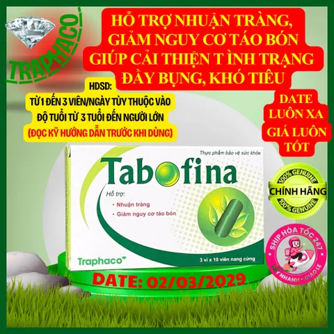 Nhuận Tràng Tabofina Hỗ Trợ Chức Năng Tiêu Hoá, Giúp Nhuận Tràng Hộp 3 Vỉ x 10 Viên Nang Cứng