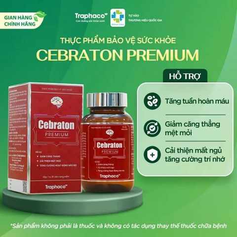 Viên uống Bổ Não Cebraton Premium Traphaco tăng cường hoạt động não bộ,giảm căng thẳng, mất ngủ 30V