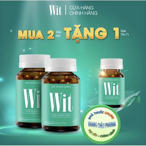 Combo 2 Hộp Wit 60 Viên tặng 1 Hộp 15V giúp bảo vệ mắt trước ánh sáng xanh, giúp cho mắt sáng khoẻ