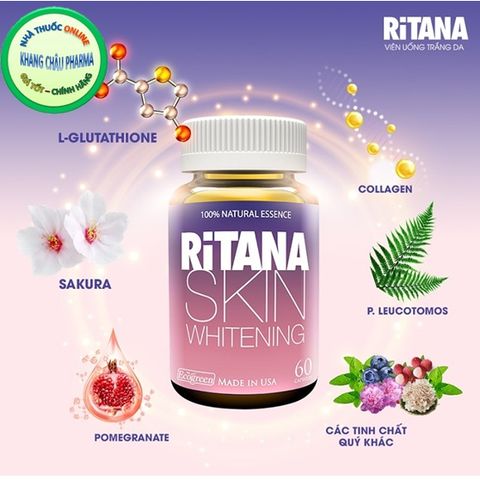 Viên uống RITANA - Trắng da mờ sạm nám với L-Glutathion, Sakura, Pomegranate, P.Leucotomos, collagen