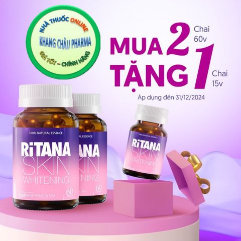 Combo 2 hộp Ritana 60 viên tặng 1 hộp 15 viên giúp da mờ sạm nám với L-Glutathion,Sakura,Pomegranate,P.Leucotomos
