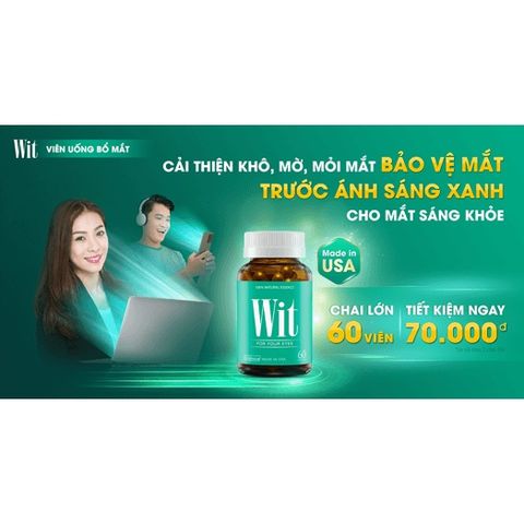 Viên uống bổ mắt Wit tăng cường thị lực, giảm mờ mắt hộp 60 viên & 30 viên