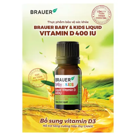 Brauer Baby & Kids Liquid Vitamin D3 bổ sung vitamin D3,hỗ trợ hấp thu canxi,tăng cường sức đề kháng