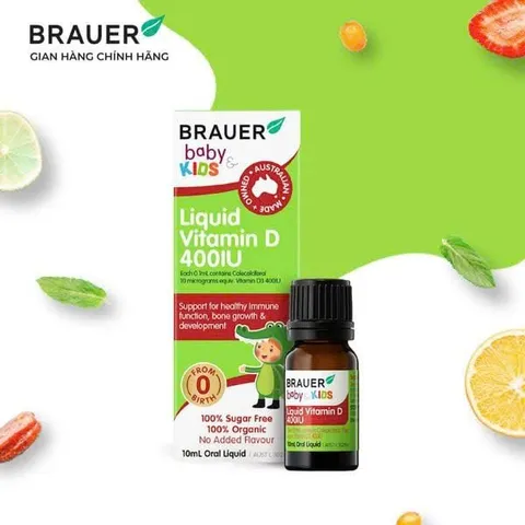 Brauer Baby & Kids Liquid Vitamin D3 bổ sung vitamin D3,hỗ trợ hấp thu canxi,tăng cường sức đề kháng