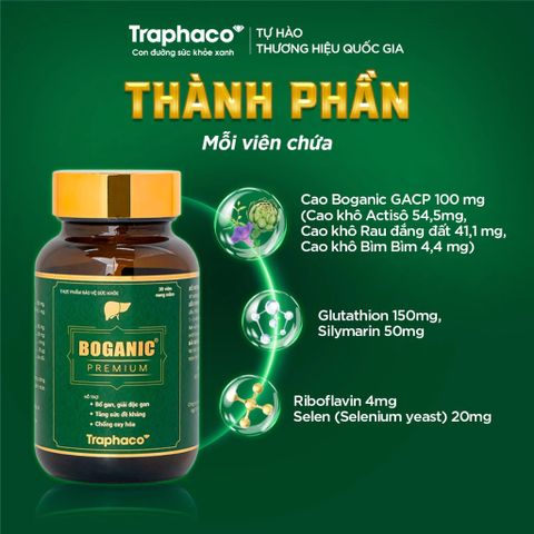 [COMBO 5 HỘP][GIÁ TỐT] Viên uống Boganic Premium Traphaco hỗ trợ bảo vệ và tăng cường chức năng gan