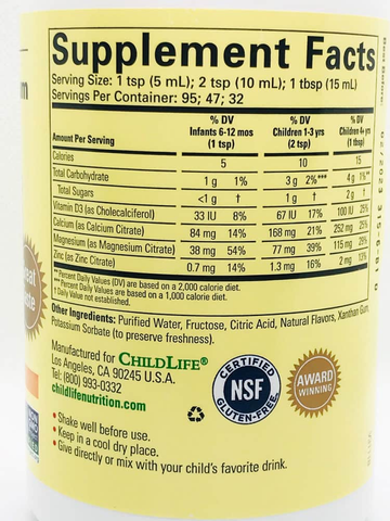 Siro bổ sung Canxi và Magiê cho trẻ em ChildLife Liquid Calcium and Magnesium 473ml USA