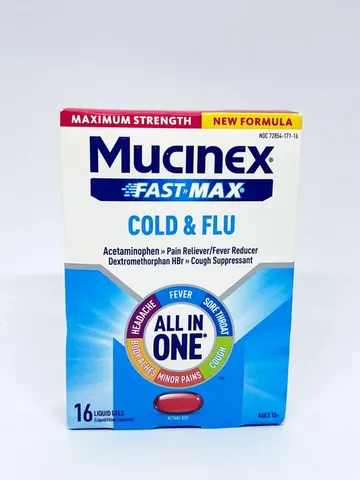 Viên uống giảm cảm cúm Mucinex Fast-Max Cold Flu 16 Liquid Gels