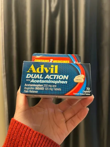 Advil Dual Action Acetaminophen với Acetaminophen 250 mg và Ibuprofen (NSAID) 125 mg, viên nén giải đau, 72 viên.
