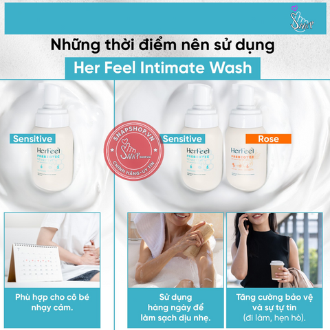 (Snapshop) Dung Dịch Vệ Sinh Phụ Nữ Her Feel Prebiotic Rose Kháng Viêm Khử Mùi Chính Hãng