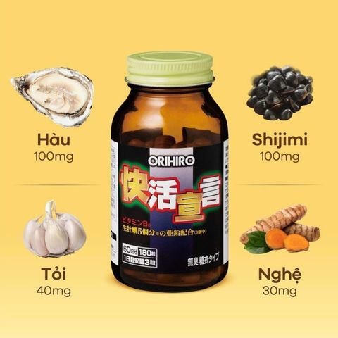 Bổ sinh lực nam hàu tươi tỏi nghệ Orihiro Japan 180 viên