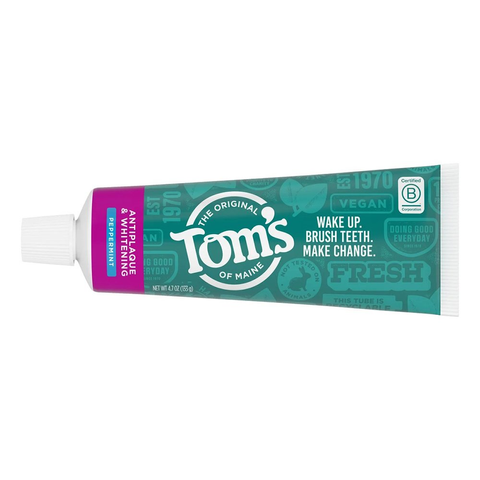  Set 4 tuýp Kem đánh răng tự nhiên làm trắng răng, loại bỏ mảng bám Tom's of Maine Antiplaque & Whitening Natural Fluoride-free