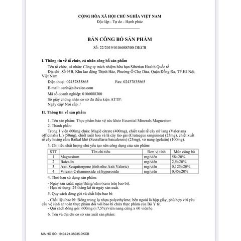 Minerals Magnesium hỗ trợ giảm căng thẳng và ngủ ngon
