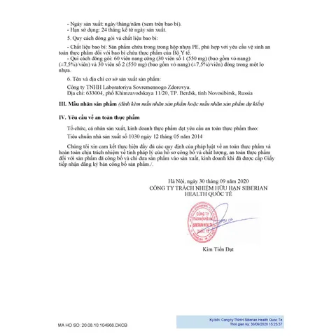 Syn 2 Siberian thực phẩm bảo vệ sức khỏe Synchrovitals II – 60 viên/lọ