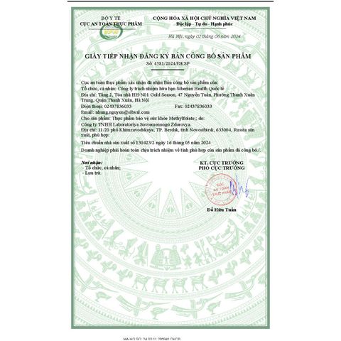 Methylfolate Siberian thực phẩm bảo vệ sức khỏe Methylfolate - 60 viên/lọ