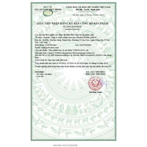 Vision box Siberian thực phẩm bảo vệ sức khỏe vision box - 30 túi, 4 viên/túi